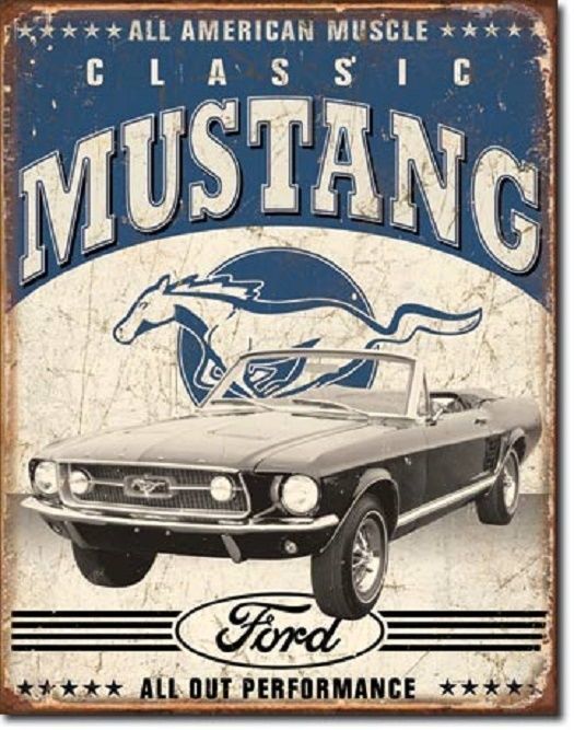 Primary image for Ford Mustang Classic Stang Pony Muscle Car Retro Garage Art Decor Metal Tin Sign