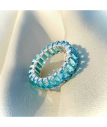 Sky Blue Topaz Eternity Band Ring Topaz Full Eternity Ring 925 Silver Ring - $8.40