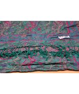 Pashmina Scarf Cashmere Paisley Teal/fuscia Teal Fringe - $11.88