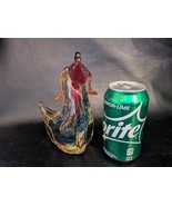 Dog Sitting Venetian Murano Art Glass Statue JICO Style 7 In Red Blue Ye... - $1,633.78 MXN