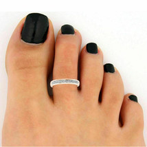 Channel Set Adjustable Toe Ring 18K Rose Gold Plated .35 Round Simulated Diamond - £34.93 GBP