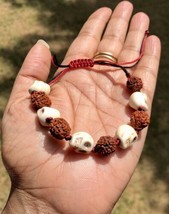 Natural RUDRAKSHA Rudraksh + Nar Mund Kali Bracelet Adjustable Unisex Fr... - £13.45 GBP