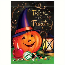 New Halloween Trick Or Treat Pumpkin Garden Flag 12&quot;X18&quot; Welcome Double Sided - $5.93