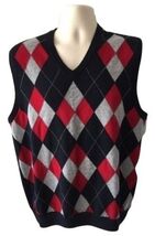Brooks Brothers Argyle Black Red 100% Merino Wool Sweater Vest Medium M - $99.99
