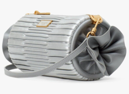 Kate Spade Sweet Treats Pleated Silver Leather Crossbody Barrel Bag K998... - £142.42 GBP