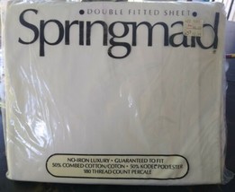 Vintage No-Iron Luxury By Springmaid Double Fitted Sheet White  NEW - £11.15 GBP