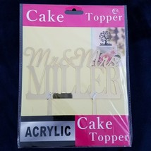 Cake Topper Mr. &amp; Mrs. Miller ACRYLIC gold Birthday Wedding anniversary reunion - £7.78 GBP