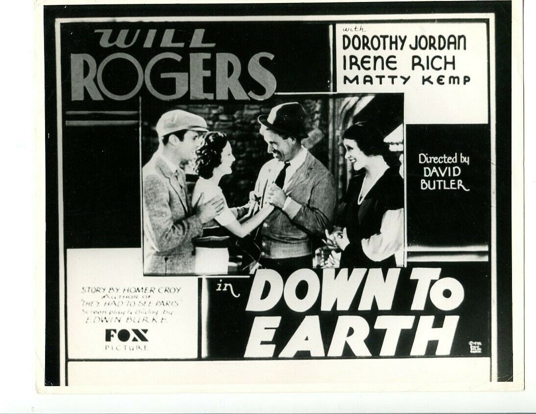 Primary image for 8x10-Promo-Still-Down To Earth-Will Rogers-NM