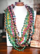 36&quot; African Rolled Recycle Paper Bead Necklace Multicolor Uganda Handmad... - £14.95 GBP