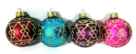 Majestic Shatterproof Balls W/Gold Glitter Designs 2.5&quot; Various Colors S... - $14.95