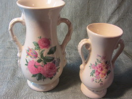 ROYAL COPLEY Pottery Floral Vases Double Handled, Vintage Vases, Flower Vases - £52.77 GBP
