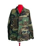 Army BDU w/ Patch Woodland Camouflage Combat MEDIUM REGULAR Camo Jacket ... - £27.14 GBP