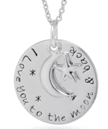 Fine Silver Plated &#39;I Love You to the Moon And Back&#39; Pendant Necklace - £19.62 GBP