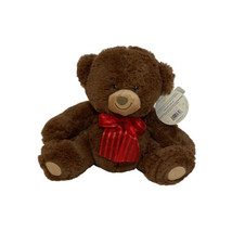 First &amp; Main MINKIES No. 1284 Plush Teddy Bear  Brown Red Bow Gift 9&quot; - £12.69 GBP