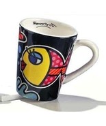 Romero Britto Fish Mug -12oz  #331352 Ceramic Black Background Rare Retired - €33,64 EUR
