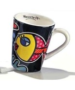 Romero Britto Fish Mug -12oz  #331352 Ceramic Black Background Rare Retired - £31.54 GBP