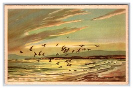 Beach Scene Seagulls at Sunset Artist Signed Terence Henry UNP DB Postcard T21 - £3.22 GBP