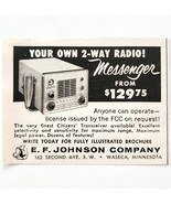 1960 EF Johnson 2 Way Radio Messenger Advertisement Vintage Electronics ... - $28.05 CAD