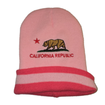California Republic Cuffed Beanie Pink Hat Cap warm Winter Pink multi color - $10.23