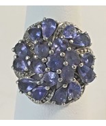 Vintage Purple Rhinestone Cocktail Ring 925 Q Silver IN LN Tanzanite or ... - £63.89 GBP