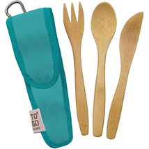 To-Go Ware Kids Bamboo Travel Utensil Set with Carry Case, Fork, Knife, Spoon - £9.22 GBP