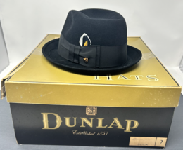 Vintage Dunlap Supreme Fedora Hat Black Felt Size 7 w/ Box Magic Finish ... - $56.99