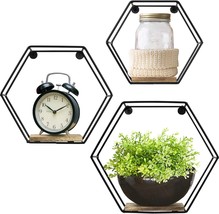 Geometric Hexagon Shaped Floating Shelves, Honeycomb Shelves, Home, Set Of 3. - £28.74 GBP