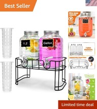 Dual 1.2 Gallon Glass Beverage Dispensers with Stainless Steel Spigots &amp;... - $74.99