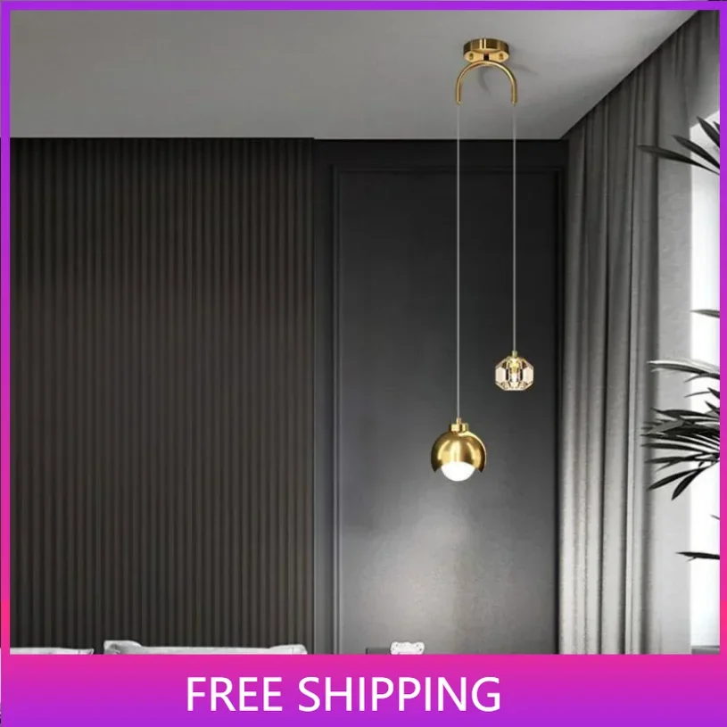 Crystal Pendant Lights for Bedroom Bedside Entrance Hanging Lamp Bathroom - $66.68+