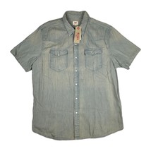 Levis Shirt Mens XL Blue Stone Classic Western Denim Pearl Snap Short Sl... - $40.09