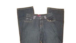 Izod rhinestones wide leg womens sz 6 jeans dark wash bling 30.5&quot; inseam - $10.88