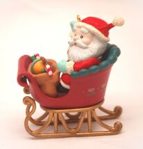 Santa Claus in Sleigh Ornament Plastic Collectible - $9.89