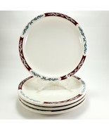 Syracuse Embassy Salad Plates 7.38in Set of 4 Red Gray Scrolls Restaurant - £18.36 GBP