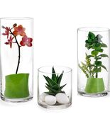 Set of 3 Glass Cylinder Vases 4, 8, 10 Inch Tall Pillar Candle Holder Fl... - $32.66