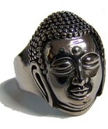 BUDDHA HEAD STAINLESS STEEL RING size 12 - S-540 biker  MENS womens reli... - €6,47 EUR