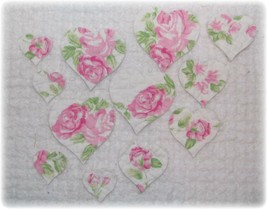 Vintage Cutter Quilt FeedSack Heart Applique Die Cuts 1950s Blanket Cut ... - $14.24