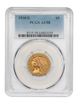 1910-S $5 PCGS AU58 - $1,374.98
