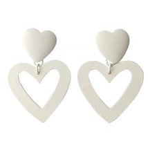 Party Hollow Jewelry Gifts Double Heart Heart Earring Hook Ear Studs Dangle Drop - £8.12 GBP