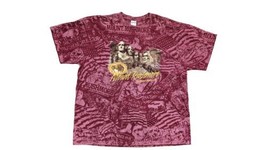 Vintage Mount Rushmore Shirt Mens 2XL Red All Over Print Cotton Short Sl... - £11.37 GBP
