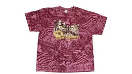 Vintage Mount Rushmore Shirt Mens 2XL Red All Over Print Cotton Short Sleeve - £11.37 GBP