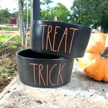 Rae Dunn Trick Or Treat Dog Cat Black Bowls Dish Magenta Halloween Pet Bowl - $43.60