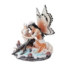 PTC 7.5 Inch Butterfly Winged Fairy with Magical Unicorn Statue Figurine - $36.47