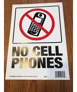 NO CELL PHONES allowed PLASTIC Symbol SIGN door wall entrance 9&quot;x12&quot; HY-... - $14.83