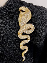 Hip Hop VTG RETRO  Janus  Snake Goldtone Rhinestones Articulated 8.5&quot; St... - $179.63