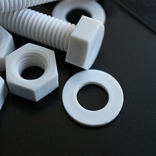 10x White Hexagon Head Screws Polypropylene (PP) Plastic Nuts and Bolts,... - $19.79