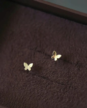 9ct Solid Gold Pretty Butterfly Stud  Earrings Handmade petite, dainty, tiny, 9K - £55.93 GBP