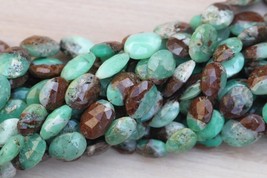 Natural, 8 inch faceted chrysocolla oval gemstone briolette beads, 11--16 mm, na - £25.13 GBP