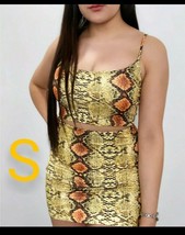 Multicolor Snake Skin Set Mini Skirt &amp; Crop Top   Size S - £26.90 GBP