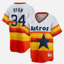 Legend HOF Nolan Ryan #34 Men's Replica Throw Back Astros Jersey - All S... - $49.99