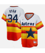 Legend HOF Nolan Ryan #34 Men's Replica Throw Back Astros Jersey - All S... - $49.99
